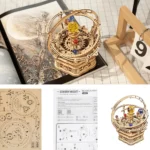 Wooden mechanical gear clock model with intricate gears and planetary components, perfect for educational and decorative purposes.