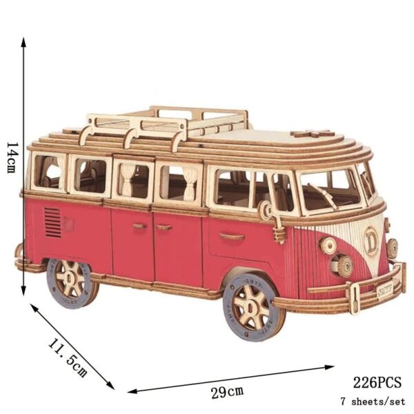 Vintage wooden toy van for science-themed decor and educational play. Perfect for science classrooms, kids' rooms, or as a unique gift. Crafted from natural wood with detailed design.
