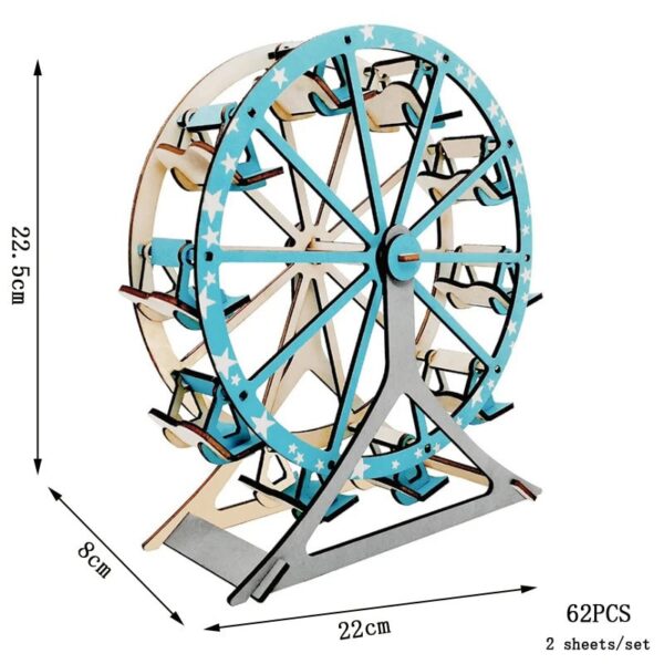 Educational wooden Ferris wheel model with 62 pieces, ideal for science projects, classroom decor, and STEM learning activities.