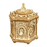 Vintage Mechanical Wooden Clock with intricate gears and detailed craftsmanship, perfect for science and engineering enthusiasts.