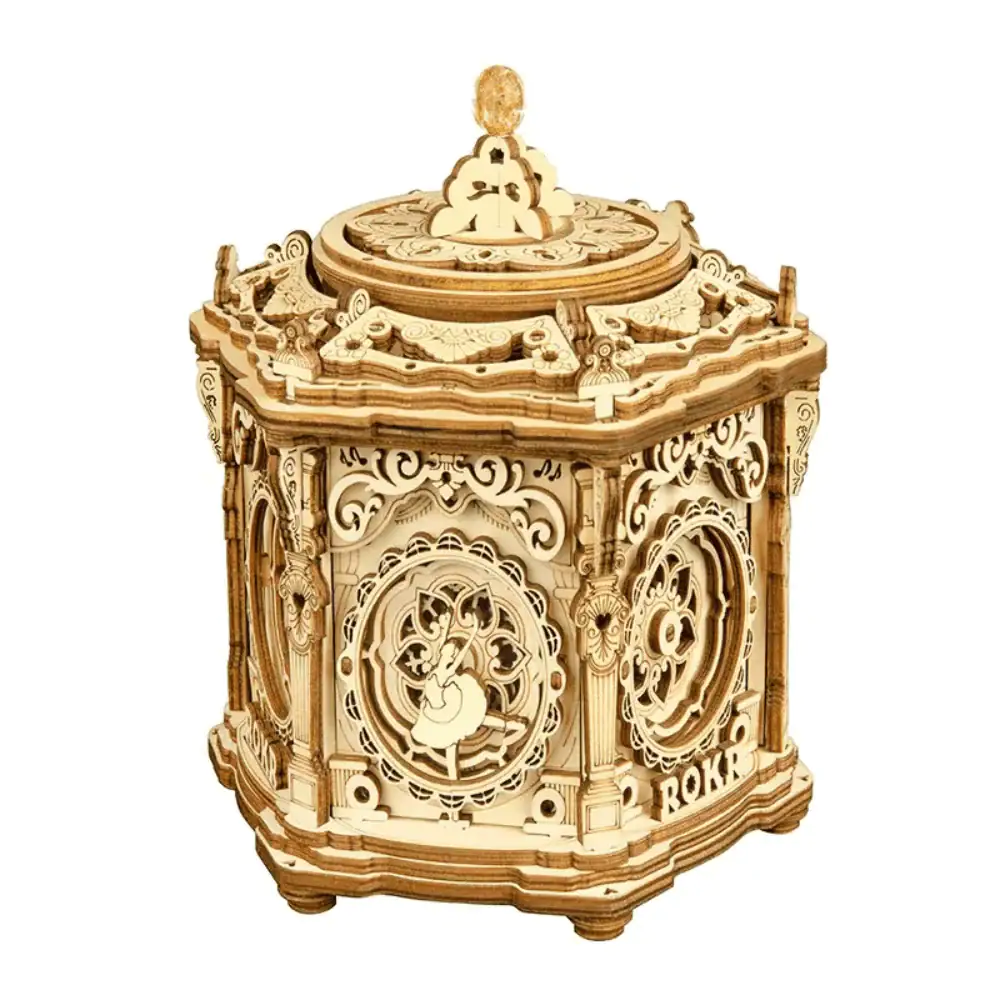 Vintage Mechanical Wooden Clock with intricate gears and detailed craftsmanship, perfect for science and engineering enthusiasts.