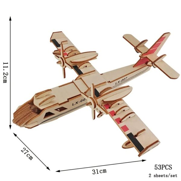 Educational wooden model airplane for kids and adults, perfect for science and engineering projects, STEM learning, and decorative displays.