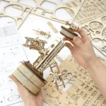 Detailed wooden mechanical model kit for educational science projects and home decor.