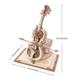 Mechanical wooden string instrument model with gears and moving parts.