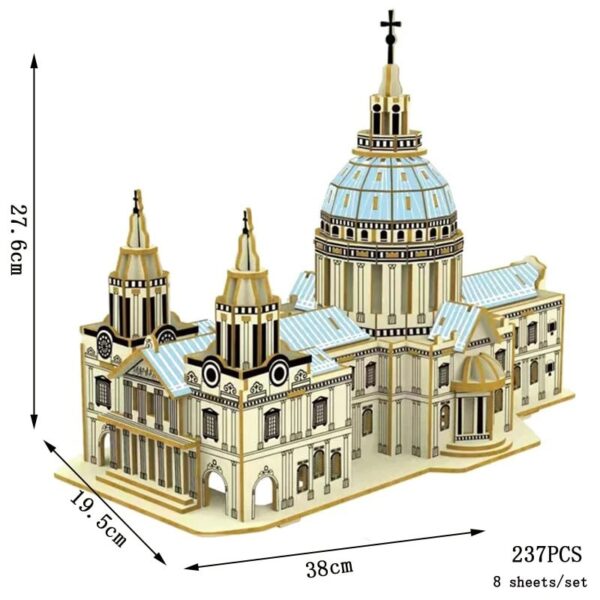 Detailed wooden model of a Baroque cathedral with domes and towers.