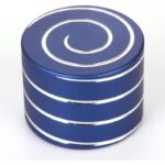 Blue magnetic spiral puzzle with white spiral design, stackable and educational toy for developing fine motor skills and spatial awareness.
