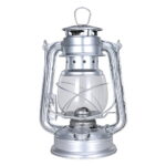 Vintage silver lantern perfect for camping, outdoor adventures, and rustic home decor. Durable metal construction with glass enclosure, ideal for educational demonstrations or decorative displays.