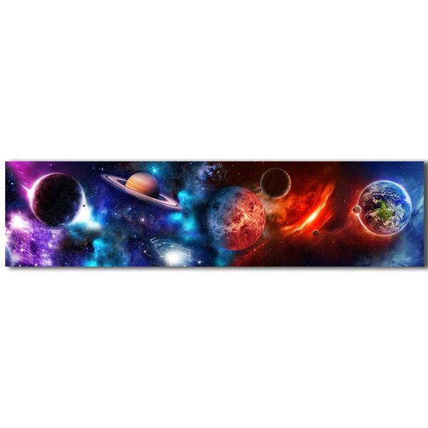 A vibrant space-themed banner featuring planets, stars, and nebulae in vivid colors.