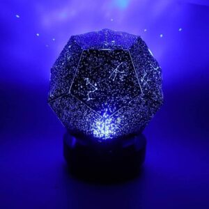 LED night light featuring a geometric, starry sky and constellation pattern, glowing in blue and white hues. Perfect for science decor and educational purposes.