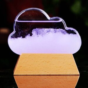 A cloud-shaped science decor lamp with a wooden base, featuring a glowing, illuminated cloud design perfect for educational spaces or as a unique night light.