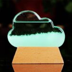 Unique cloud-shaped LED night light with a calming green glow, perfect for bedrooms, nurseries, or as a decorative educational gadget for kids and science enthusiasts.
