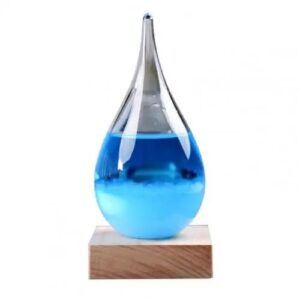 Dropper with Blue Liquid in a Glass Flask on Wooden Base.