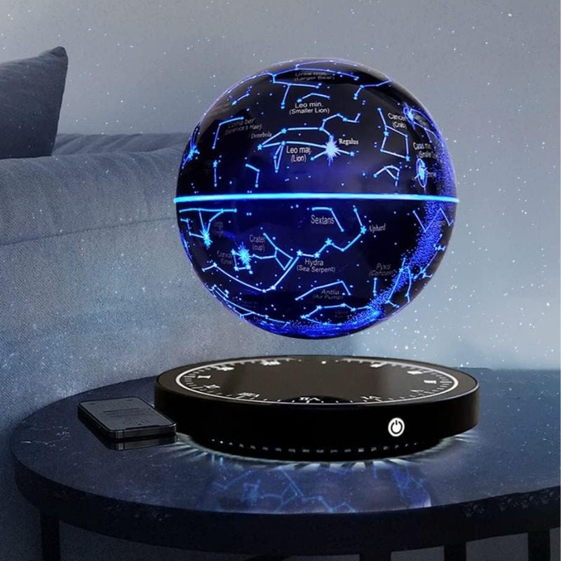Interactive star constellation globe projecting detailed celestial maps onto a spherical surface, perfect for astronomy enthusiasts and educational purposes.