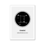 Beautiful Gemini constellation illustration for space lovers and astronomy enthusiasts. Perfect for educational decor or as a gift for stargazing fans.