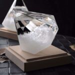 Glass cube with water and ice, showcasing scientific principles of states of matter.