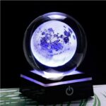 Illuminated moon globe LED lamp with realistic lunar surface details, perfect for science decor and educational purposes.