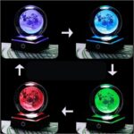 A color-changing globe illustrating different moon phases with vibrant blue, red, and green lights, demonstrating lunar cycles in an engaging, educational way.