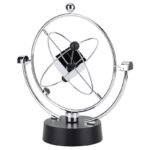 Modern atomic model desk ornament featuring a black and silver design, perfect for science enthusiasts and educational settings.