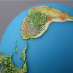 Detailed topographic model of Mount Everest showing elevation changes and terrain features, perfect for educational purposes and science decor.