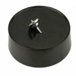A magnetic levitating top spinning above a black base, demonstrating magnetic levitation and gyroscopic stability for educational purposes.