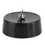 Magnetic levitation toy with a sleek black base and a floating metal sphere, demonstrating magnetic repulsion and scientific principles of magnetism.