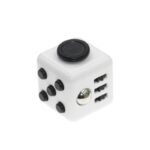 A white cube-shaped electronic device featuring black buttons, a large circular button on top, and multiple USB ports on the side, ideal for science and tech projects.