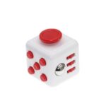 Push-button electronic dice with red dots and USB ports.