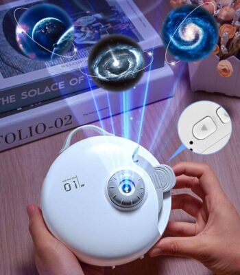 Interactive science galaxy projector displaying planets and cosmic visuals for educational and entertainment purposes.