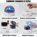 Step-by-step guide to changing the filter in the galaxy star projector, including removing the cover, selecting the filter, and reassembling for optimal starry sky display.