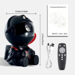 Cute astronaut-themed projector toy with remote control, USB cable, and instruction manual, perfect for educational and decorative use.