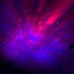 A starry sky projector displaying colorful nebula patterns on the ceiling, creating a relaxing and mesmerizing atmosphere.