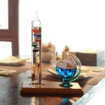 Laboratory glassware with colorful liquids for science experiments.