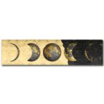 Artistic depiction of moon phases showing waxing and waning cycles with textured, vintage-style design for educational and decorative purposes.