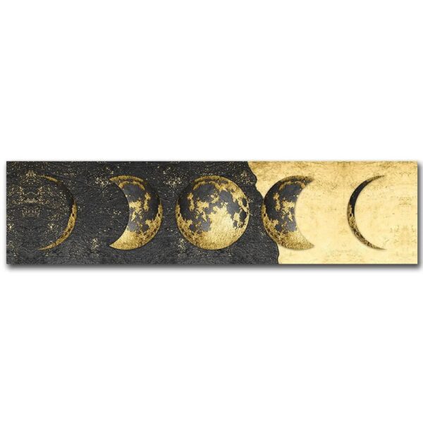 Artistic depiction of the moon's phases showing detailed textures and shadows, perfect for science enthusiasts and educational decor.