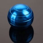 A sleek, metallic blue spherical puzzle with concentric rings, perfect for science enthusiasts and educational toy collectors.