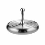 Stainless steel magnetic stirring bar used in laboratory experiments for mixing liquids efficiently.