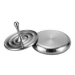 Stainless steel magnetic spin top toy with a sleek, shiny finish, demonstrating magnetic levitation and spinning motion for educational and decorative purposes.