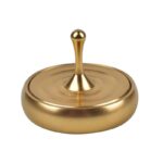 Gold magnetic levitation spinner demonstrating magnetic repulsion and levitation for educational science displays.