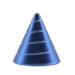 Blue plastic cone stacking toy with multiple tiers, ideal for educational play and developing fine motor skills in children.