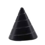A black magnetic stacking cone toy with five progressively smaller cones, designed for educational play and fine motor skill development.