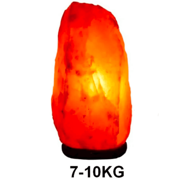 Salt lamp made from Himalayan salt crystal weighing 7-10kg, emitting a warm, soothing glow. Perfect for home decor, relaxation, and educational purposes about natural minerals.