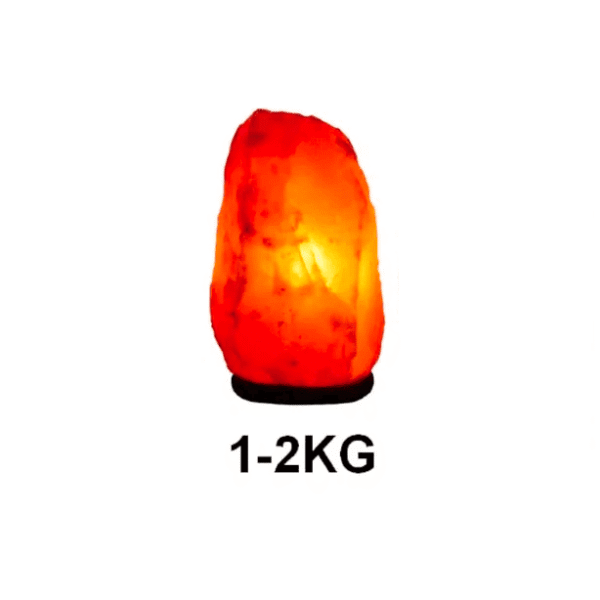 Himalayan salt lamp emitting a warm, soothing glow, weighing between 1-2kg, perfect for home or office decor, and creating a calming atmosphere.