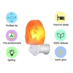 Salt lamp with color-changing LED light, promoting relaxation and ambiance.
