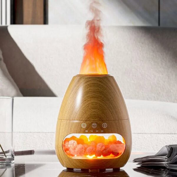 Colorful lava lamp with glowing melts and simulated smoke rising from the top, creating a mesmerizing visual display.