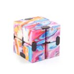 Multicolored marble puzzle cube with black connectors, suitable for children and adults, promoting cognitive skills and problem-solving.