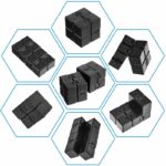 Set of black magnetic building blocks for educational and creative play, featuring various shapes and sizes for STEM learning and imaginative construction.