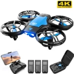 High-quality mini drone with camera, remote control, and protective guards, ideal for beginners and experienced flyers. Features 4K HD video recording, easy controls, and portable design for outdoor a.