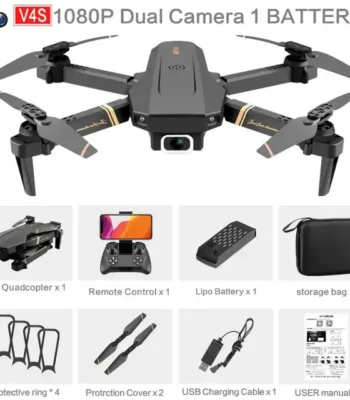 High-quality drone with 1080P dual camera, remote control, protective rings, and accessories for learning and fun. Perfect for science projects, photography, and drone enthusiasts.