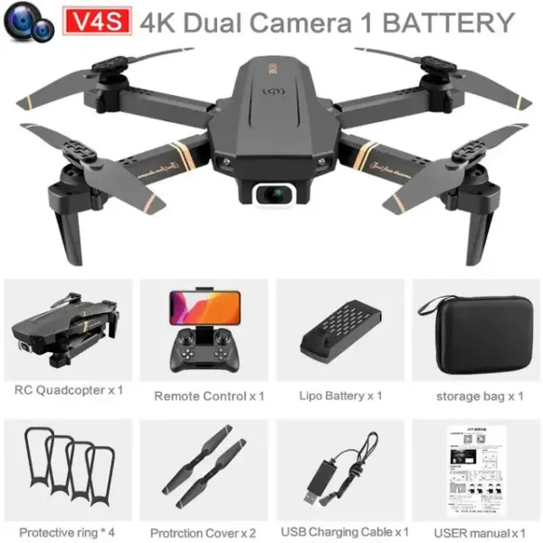 Enhanced 4K dual camera drone with long-lasting battery and advanced stabilization technology for stunning aerial photography and videography.