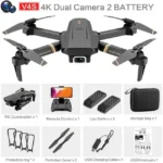High-quality drone with 4K camera, remote control, batteries, and accessories for aerial photography and videography enthusiasts.